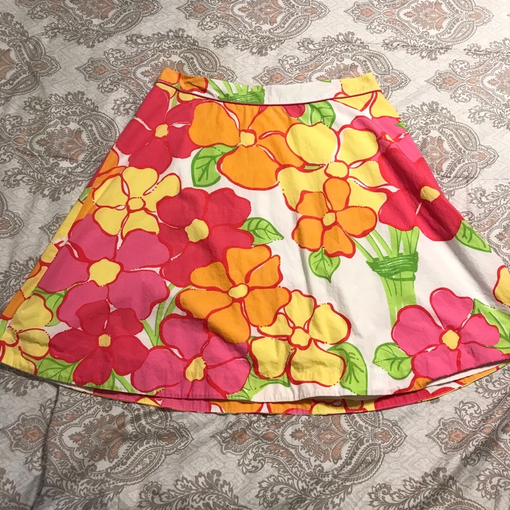 Lilly Pulitzer White Gala Floral skirt size 8